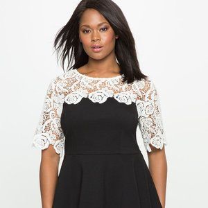 Eloquii Lace Yoke Peplum Top